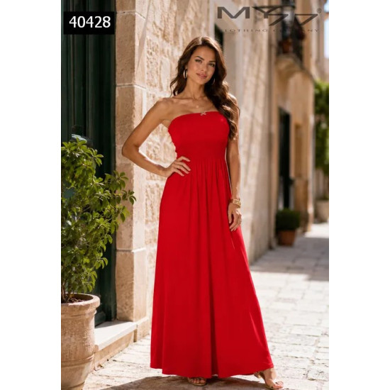 MY77 Červené maxi šaty